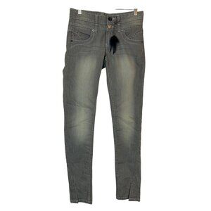 Rare Z. Cavaricci Jeans Y2K 90's Low Rise Faded Gray Jeans Feather Accent Sz. 26
